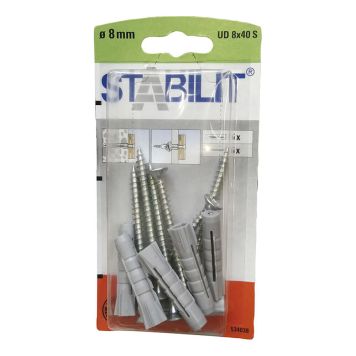 UNIVERSALPLUGG STABILIT UD S MED SKRUE 8X40MM 6-PAKK