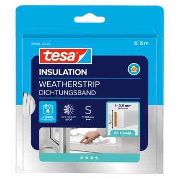 TETNINGSLIST TESA I-PROFIL PVC HVIT 6X0,09 M