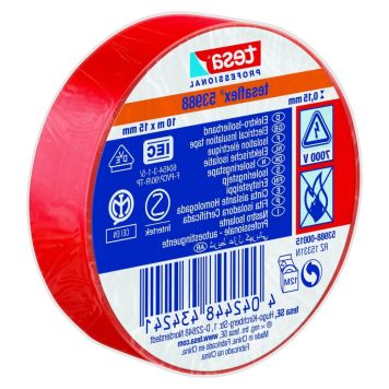 ISOLERINGSTAPE TESA TESAFLEX 10MX15MM RØD