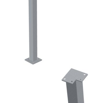 HJØRNESTOLPE PLUS MED FOT FOR REKKVERK 4,5X4,5X103,3CM STÅL