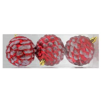 JULEKULER KONGLER 7CM RØD 3STK