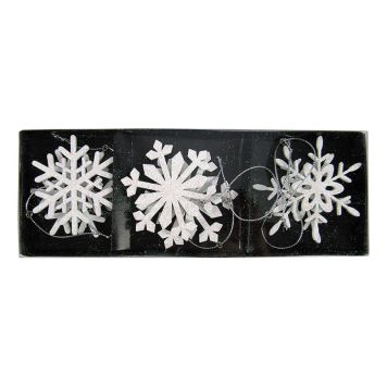 JULEPYNT ISKRYSTALLER PÅ SNOR 7CM HVIT 6STK  