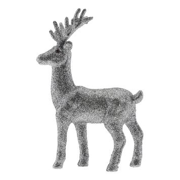 JULEDEKORASJON HJORT GLITTER 19x13CM SØLV   