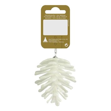 JULETREPYNT KONGLE 6CM HVIT                       