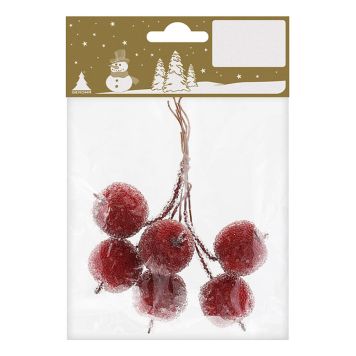 JULEPYNT EPLER PÅ STÅLTRÅD RØD 6STK