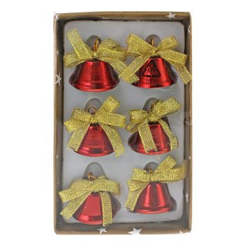 JULEPYNT JULEKLOKKER METALLLOOK RØD 6STK