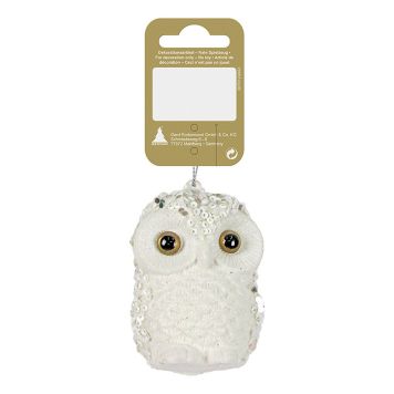 JULETREPYNT SNØUGLE 8CM HVIT                  