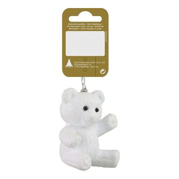 JULETREPYNT BJØRN 7CM HVIT 