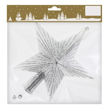 JULETREPYNT TOPPSTJERNE 18X19CM SØLV