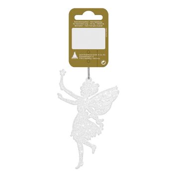 JULETREPYNT FE 6,5X11CM HVIT/GLITTER            