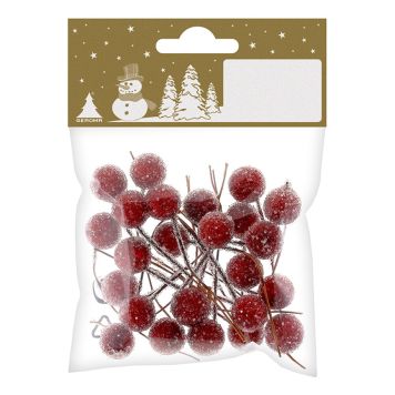 JULETREPYNT BÆR PÅ TRÅD 1,2CM RØD 24STK