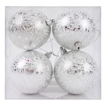 JULEKULER 8CM SØLV 4STK