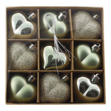 JULEKULER HJERTER PLAST 4,5CM OLIVENGRØNN