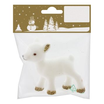 JULEDEKORASJON REINSDYR 7,5CM HVIT