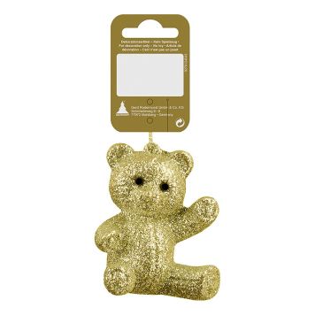 JULETREPYNT BAMSE 7CM GULL/GLITTER                