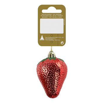 JULETREPYNT JORDBÆR PLAST 4,5X6CM RØD            