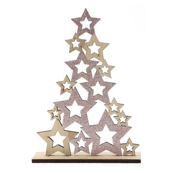 JULEDEKORASJON PLATFORM STJERNER 18X26CM BRUN/ROSA