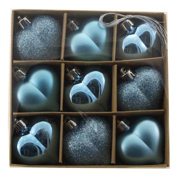 JULEKULER HJERTE LYSBLÅ 9 STK