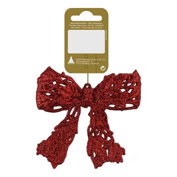 JULETREPYNT SLØYFE 8X10CM RØD/GLITTER               