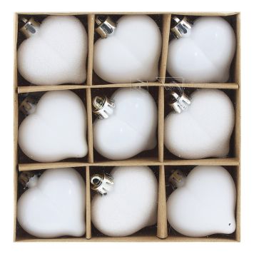 JULEKULER HJERTE HVITE 9 STK