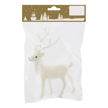 JULEDEKORASJON HJORT PLAST 17CM HVIT         