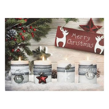 JULEDEKORASJON MARSKSLÖJD LERRET MED LED LYS 40X30 TIMER