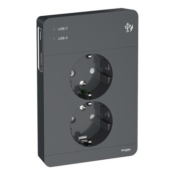 VEGGUTTAK SCHNEIDER ELECTRIC EXXACT USB A+C 2-VEIS ANTRASITT