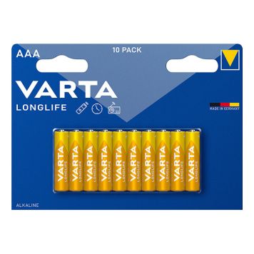 BATTERI VARTA AAA LONGLIFE ALKALINE 10 STK
