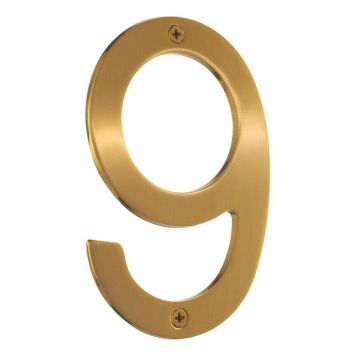 HUSNUMMER BESLAGSBODEN 9 120MM BØRSTET MESSING