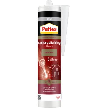 VÅTROMSSILIKON PATTEX SANITET & BYGG MØRKEGRÅ 280 ML