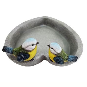 FUGLEBAD GARDENLIFE HJERTEFORMET MED 2 FUGLER PLAST 21,7X21,2X9,7 CM