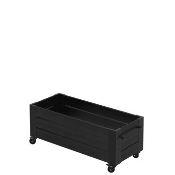 BLOMSTERKASSE PLUS CUBIC MED HJUL I BARTRE SVART 120X50X48 CM