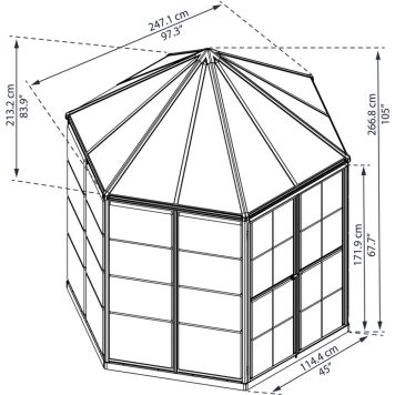 DRIVHUS PALRAM OASIS HEKSAGONAL 8 FT GRÅ 3,7 M²