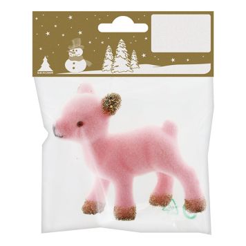 JULEDEKORASJON RÅDYR 7,5CM ROSA