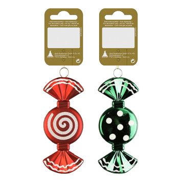 JULETREPYNT KARAMELL 9,5CM RØD/GRØNN