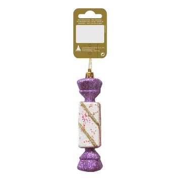 JULETREPYNT KARAMELL 12CM HVIT/LILLA