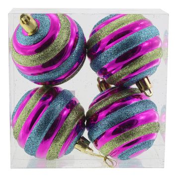 JULEKULER PLAST STRIPETE 6CM 4STK