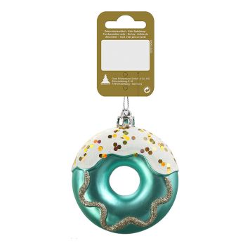 JULETREPYNT DONUT 8CM TURKIS