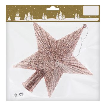 JULETREPYNT TOPPSTJERNE 18X19CM ROSA