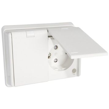STIKKONTAKT ELKO 2V JORDET LOKK INNFELT MED LOKK