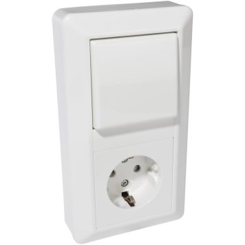STIKKONTAKT ELKO MED BRYTER 1-POL OG JORD