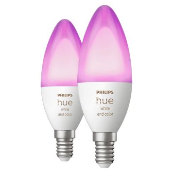 LYSPÆRE PHILIPS HUE B39 WCA E14 4W 2-PK