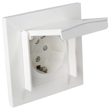 STIKKONTAKT ELKO PLUS 1-V JORDET HVIT INNFELT MED LOKK