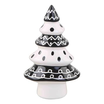 JULEDEKORASJON JULETRE 12CM HVIT/SVART 