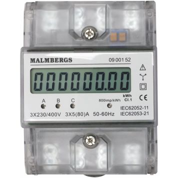KWH-MÅLER MALMBERGS 230/400V 63A 3-FAS 230V/400V