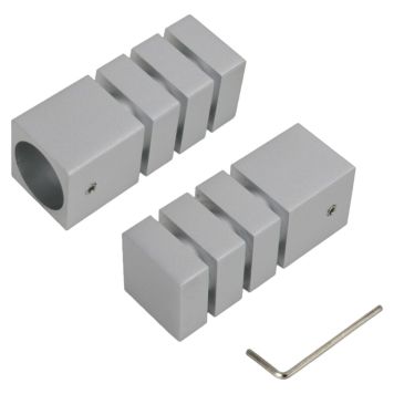 ENDESTYKKE LIEDECO GARDIN 20 MM REKTANGULÆR SØLV 2STK