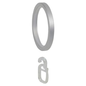 GARDINRING LIEDECO PUR 20MM MED KROK SØLV 10STK