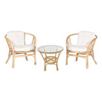 CAFÉSETT SUNFUN VISBY BORD + 2 LOUNGESTOL NATUR