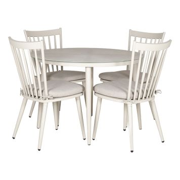 SPISEGRUPPE SUNFUN SKANÖR BORD + 4 PINNESTOLER HVIT