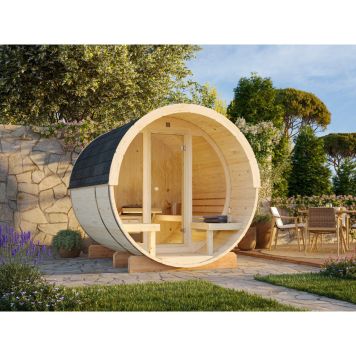 BADSTUTØNNE PALMAKO ANITA MED GLASSVEGG UBEHANDLET 1,3+0,7 M² 